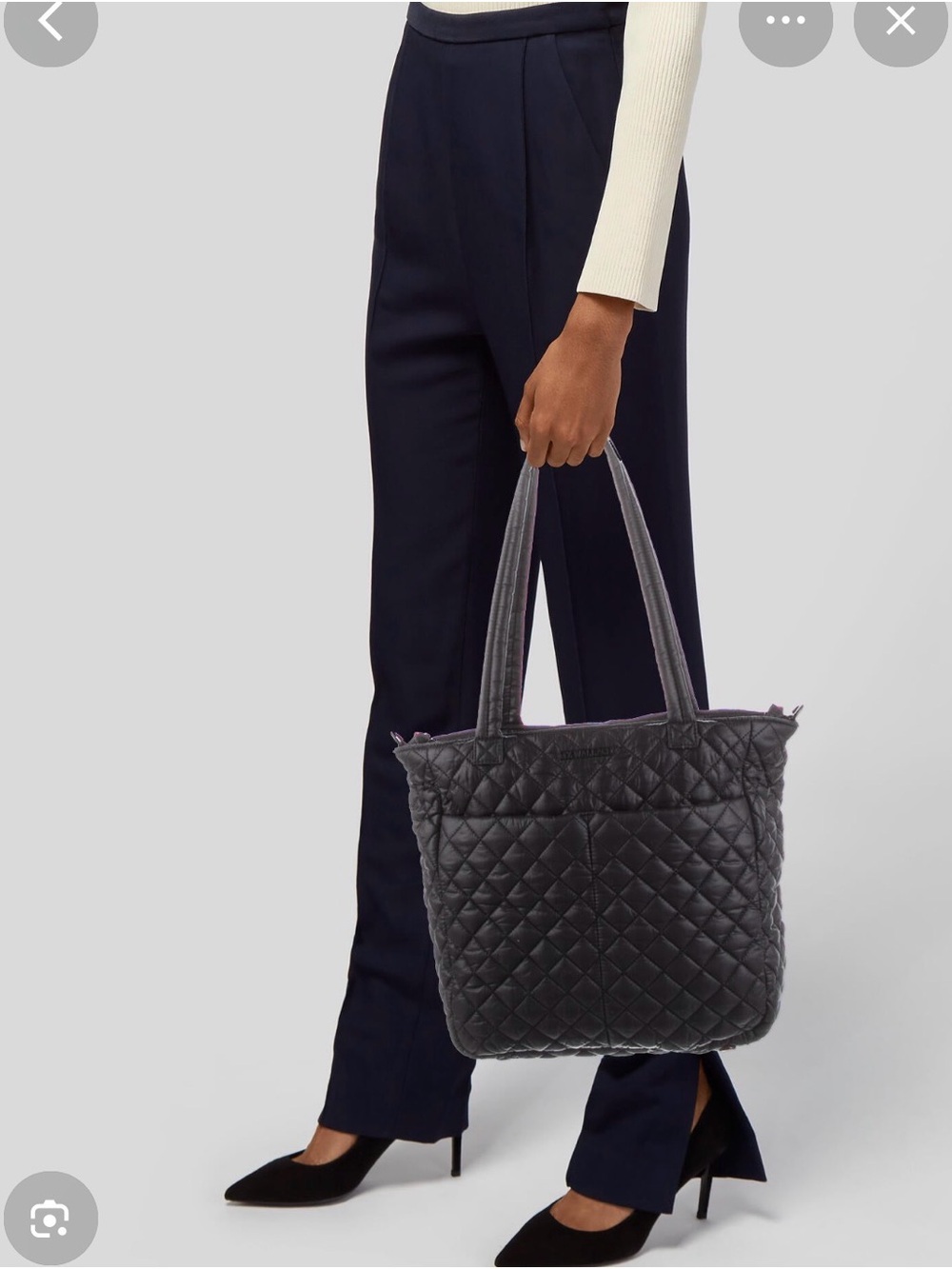 MZ Wallace Small Metro Quattro Quilted Tote in Charcoal